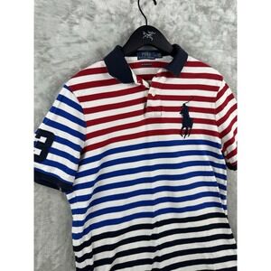 Polo Ralph Lauren Striped Big Pony Big 3 Polo Shirt Mens Medium Cotton Classic
